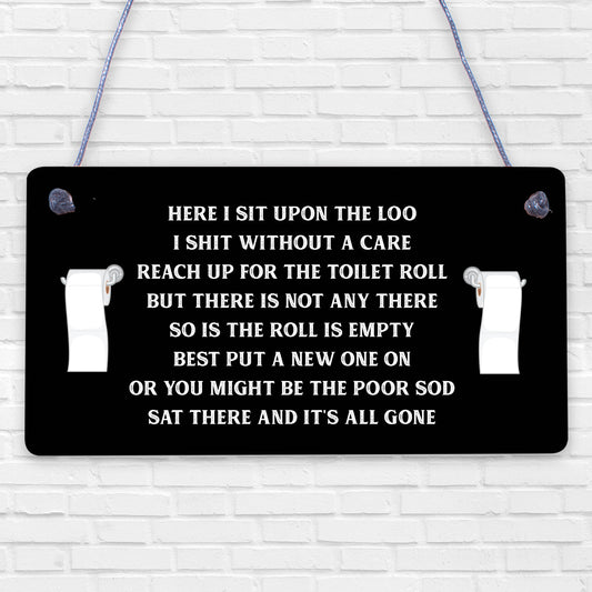 FUNNY Sit Upon The Loo TOILET SIGN Chic Bathroom Door VINTAGE Retro Loo DECOR