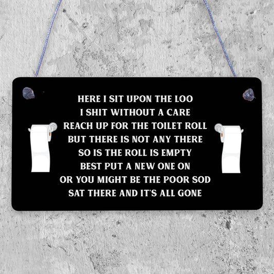 FUNNY Sit Upon The Loo TOILET SIGN Chic Bathroom Door VINTAGE Retro Loo DECOR