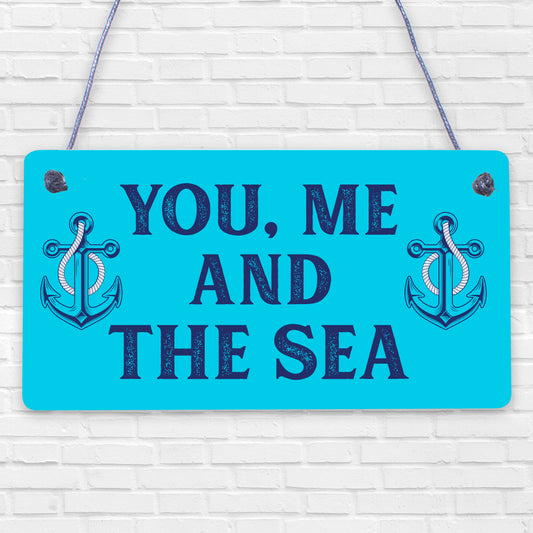 You Me &amp; Sea Nautical Seaside Marine Themed Gift Hanging Plaque Bathroom Sign