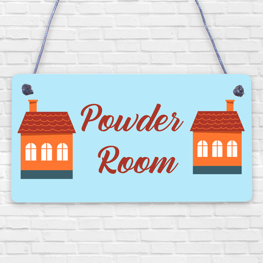 Powder Room Vintage Shabby French Chic Bathroom Hanging Plaque Friend Gift Sign