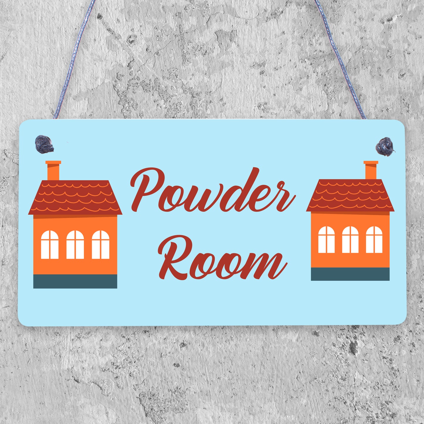 Powder Room Vintage Shabby French Chic Bathroom Hanging Plaque Friend Gift Sign