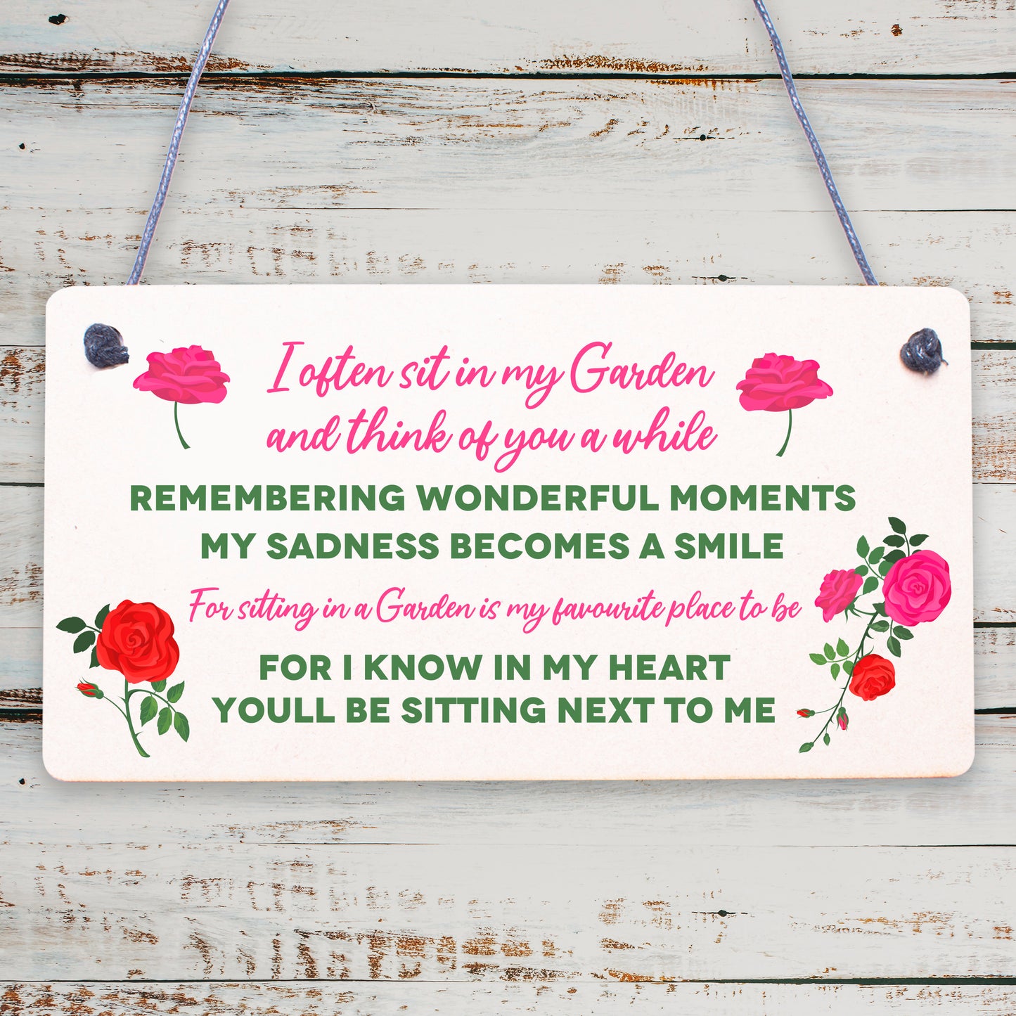 Garden Plaque Hanging Shed Sign Mum Nan Grandad Memorial Family Gift Keepsake