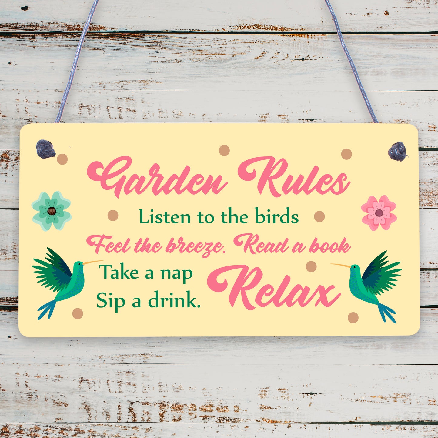 Garden Rules Novelty Hanging Plaque SummerHouse Sign Garden Shed Friendship Gift