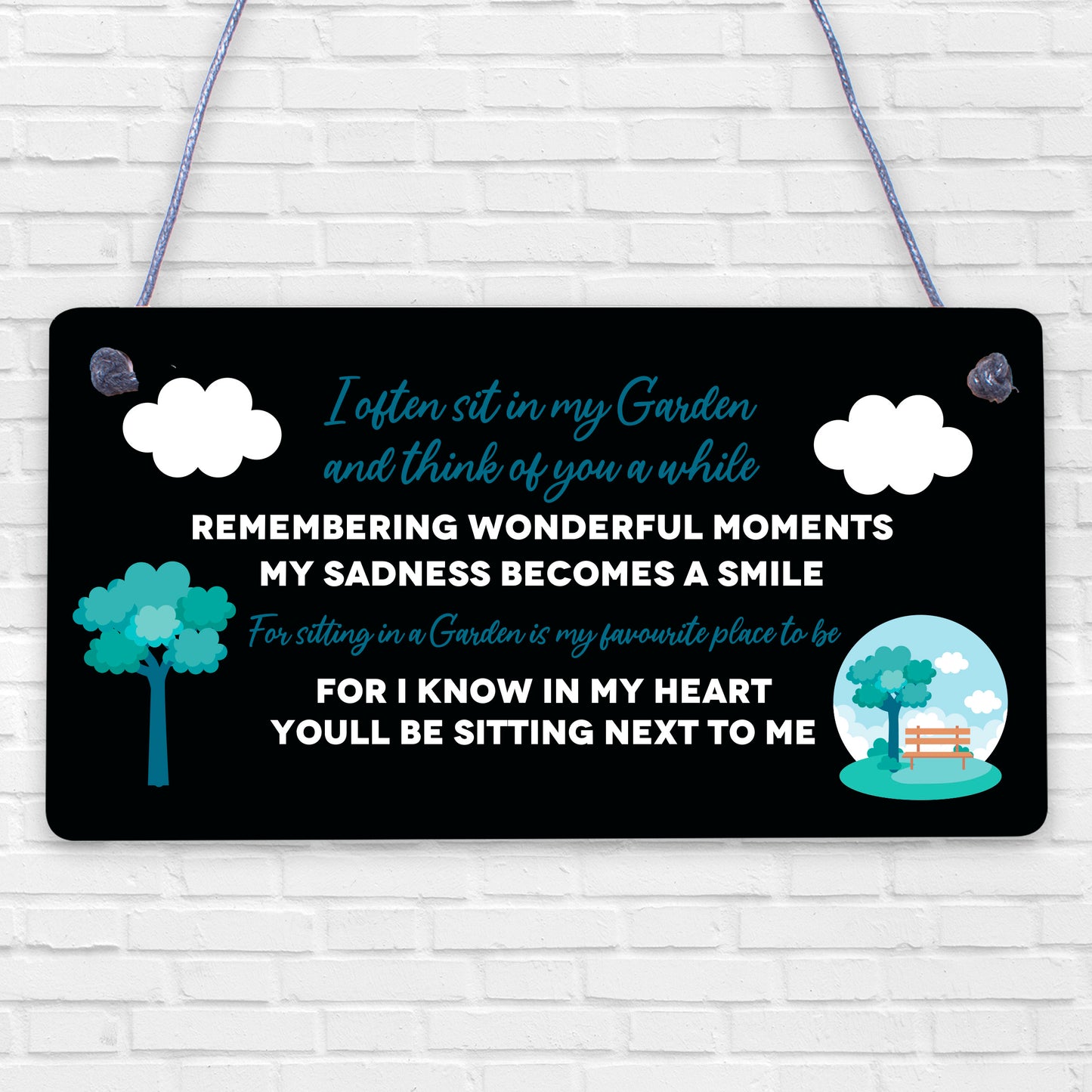 Garden Memorial Sign Hanging Outdoor Sign Wall Door Plaque Summerhouse Sign