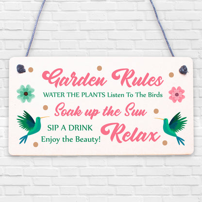 Garden Rules Sign For Garden Summerhouse Hanging Plaque Home Gift For Family