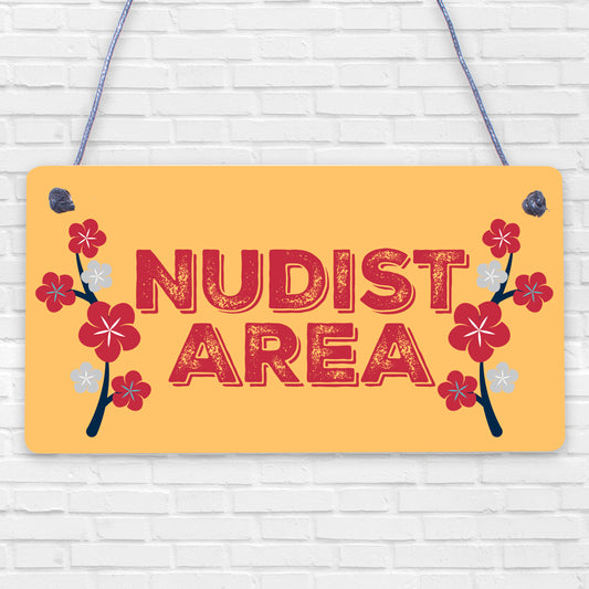 Nudist Area Hot Tub Sign Chic Novelty Garden Swimming Pool Party Plaque Gift