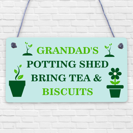 Grandads Potting Shed Sign Hanging Plaque Shed Garden Sign Grandad Gift For Him