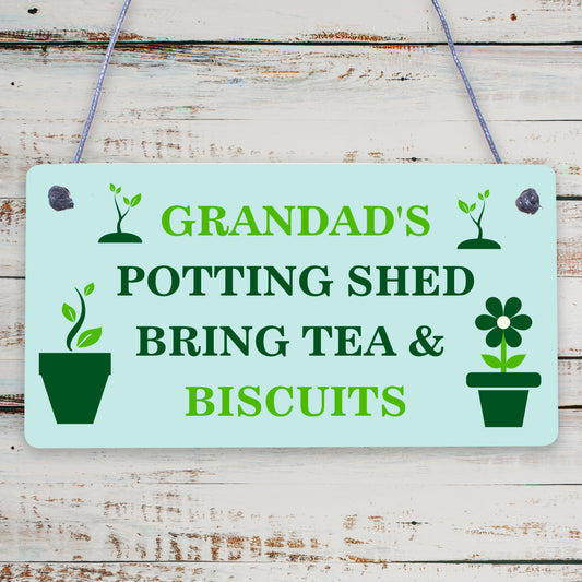 Grandads Potting Shed Sign Hanging Plaque Shed Garden Sign Grandad Gift For Him