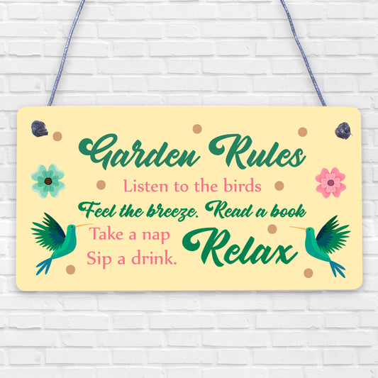 Hanging Garden Rules Sign For Garden Shed Wall Sign Home Decor Garden Plaques