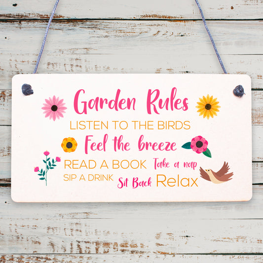 Summer House Rules Novelty Hanging Plaque Garden Shed Sign Home Friendship Gift