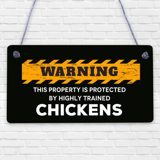 Novelty Chicken Warning Sign Pet Bird Hen Gifts Chicken Coop Garden Home Plaque