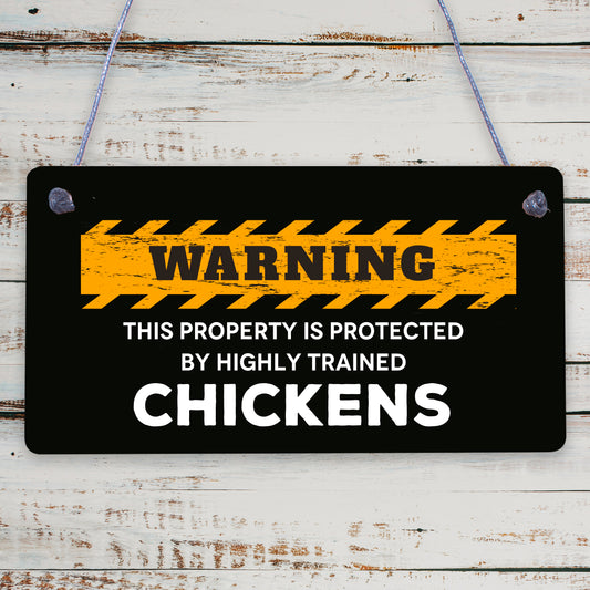 Novelty Chicken Warning Sign Pet Bird Hen Gifts Chicken Coop Garden Home Plaque