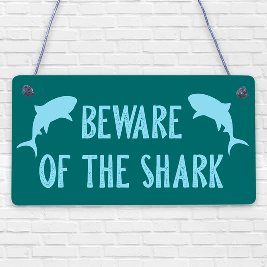 Funny Beware Of The Shark Hot Tub Pool Sign Novelty Party Spa Garden Signs