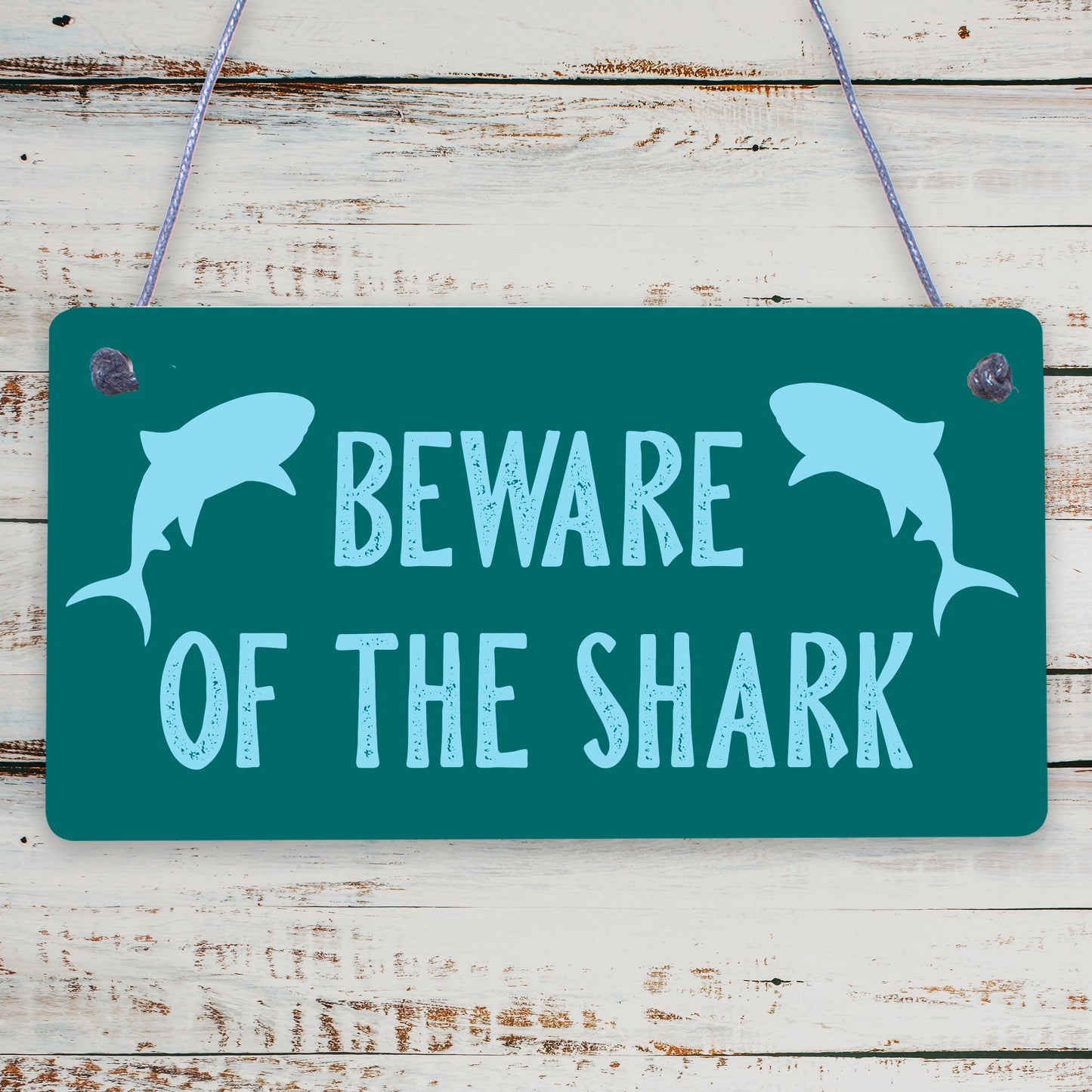 Funny Beware Of The Shark Hot Tub Pool Sign Novelty Party Spa Garden Signs