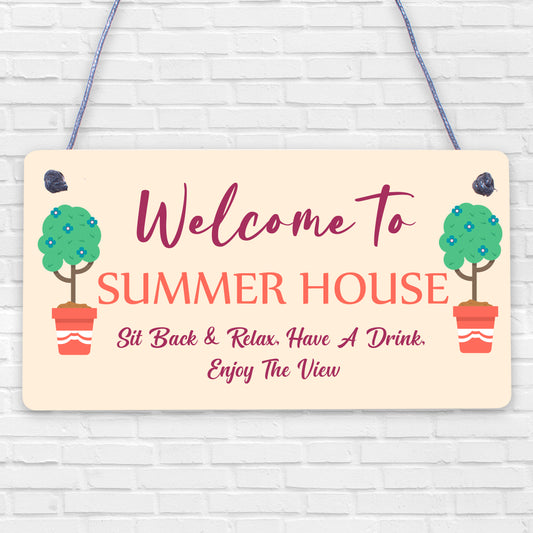 Welcome Signs For Summerhouse Hanging Wall Garden Plaque New Home Gift