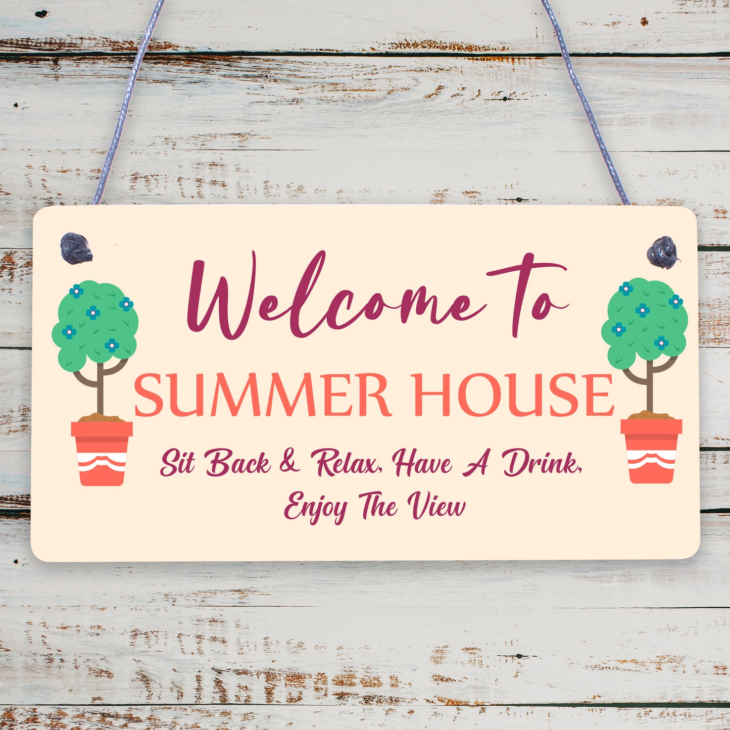 Welcome Signs For Summerhouse Hanging Wall Garden Plaque New Home Gift