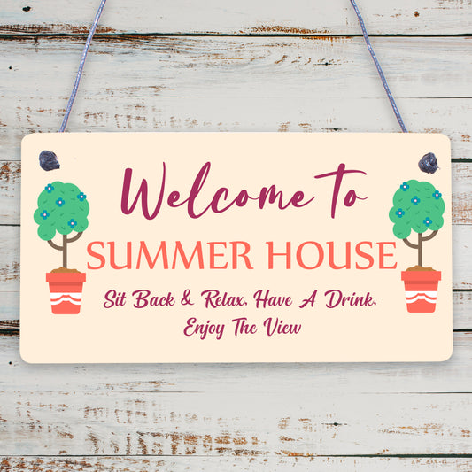 Welcome Signs For Summerhouse Hanging Wall Garden Plaque New Home Gift