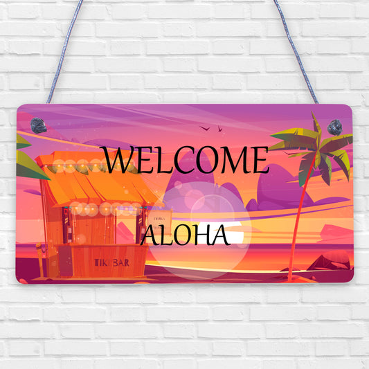 Tiki Bar Welcome Hanging Wall Plaque Garden Home Bar Pub Sign Friendship Gift