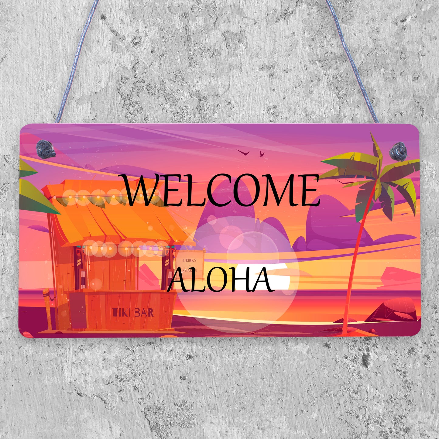 Tiki Bar Welcome Hanging Wall Plaque Garden Home Bar Pub Sign Friendship Gift