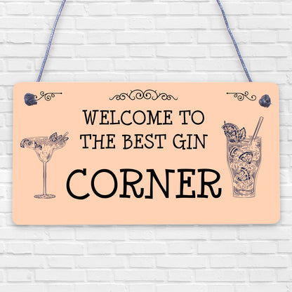 Best Gin Corner Sign Shabby Chic Home Bar Garden Shed Sign Alcohol Gin Gift