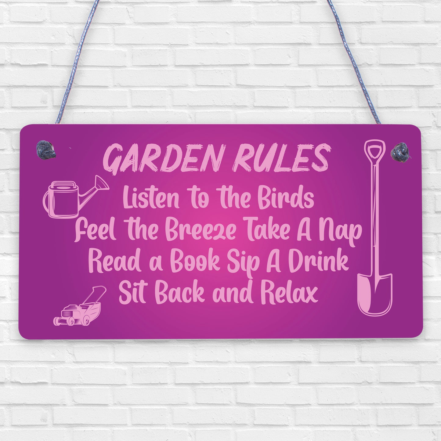 Garden Rules Sign Hanging Shed Summerhouse Plaque Rustic Gift For Family Home