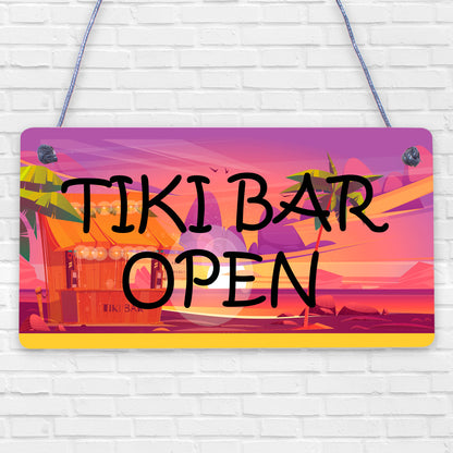 Tiki Bar OPEN Sign Novelty Decor Hanging Sign For Home Garden Cocktail Bar