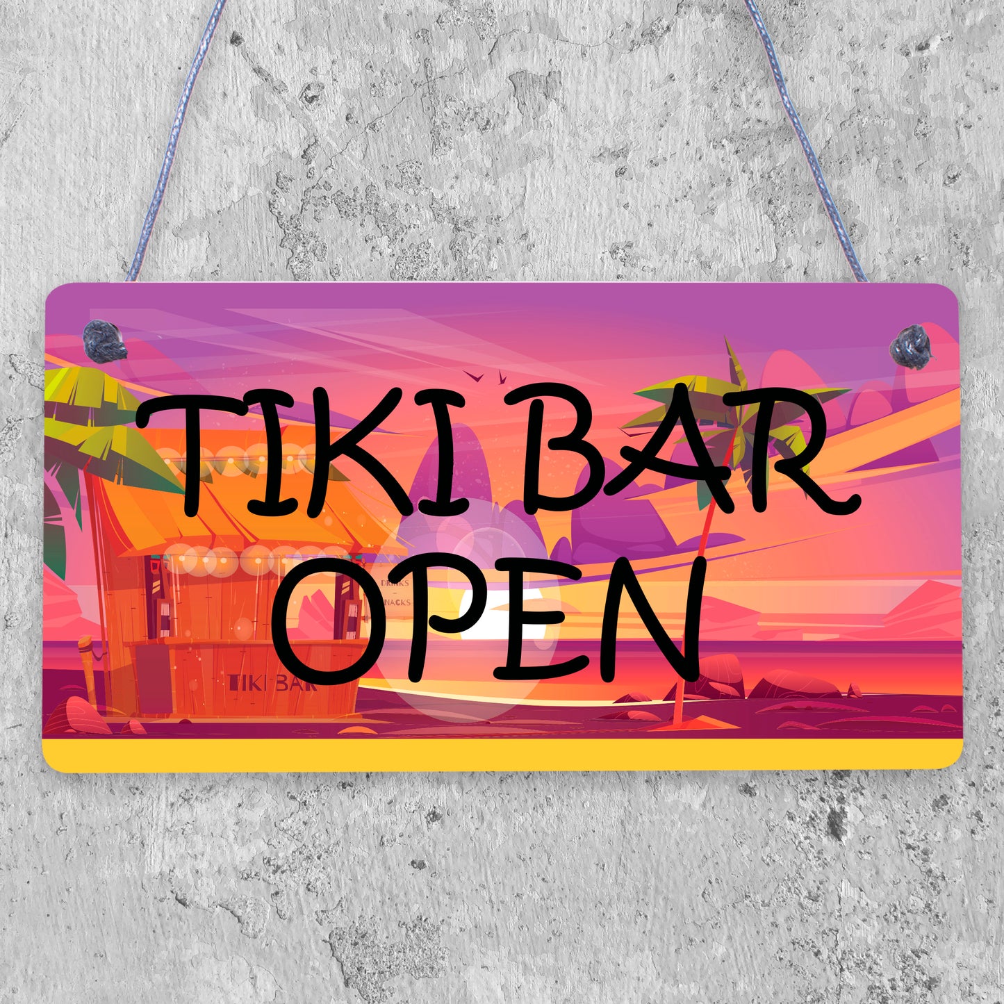 Tiki Bar OPEN Sign Novelty Decor Hanging Sign For Home Garden Cocktail Bar