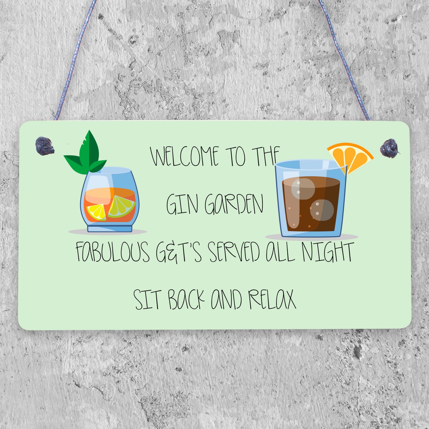 Welcome To The Gin Garden Hanging Home Bar Pub Sign Gift For Her