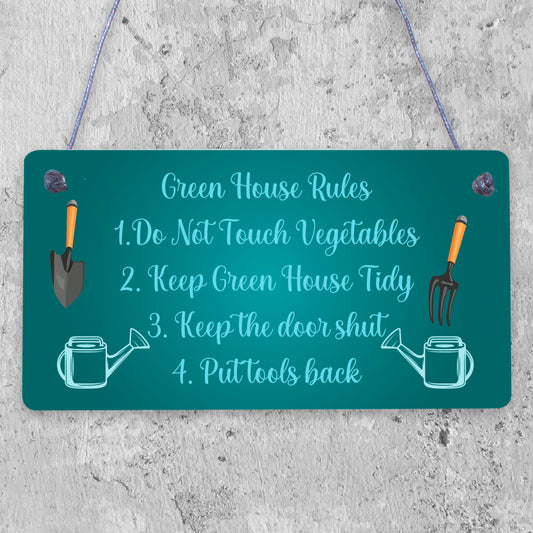 Greenhouse Rules Sign Hanging Garden Shed Sign Gift For Family Home Gift