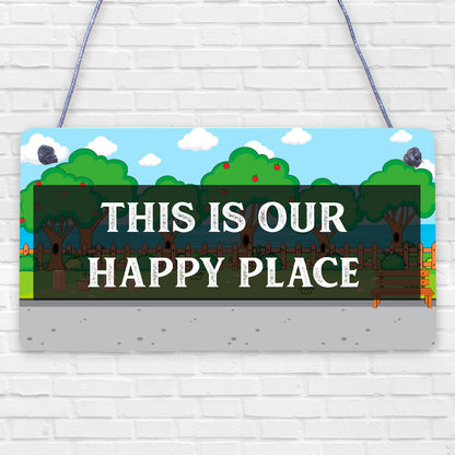 Novelty Garden Signs OUR HAPPY PLACE Summerhouse Signs Garden Shed Signs