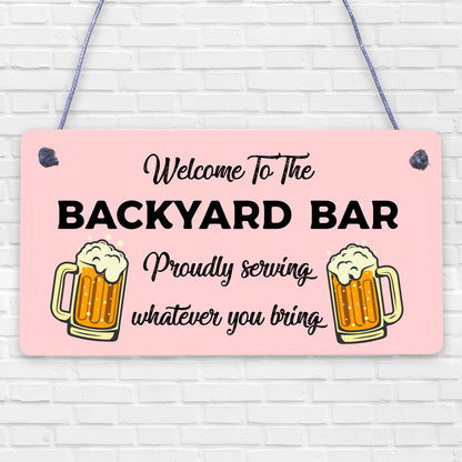 Novelty Backyard Bar Hanging Plaque Garden Alcohol Sign Man Cave Kitchen Decor