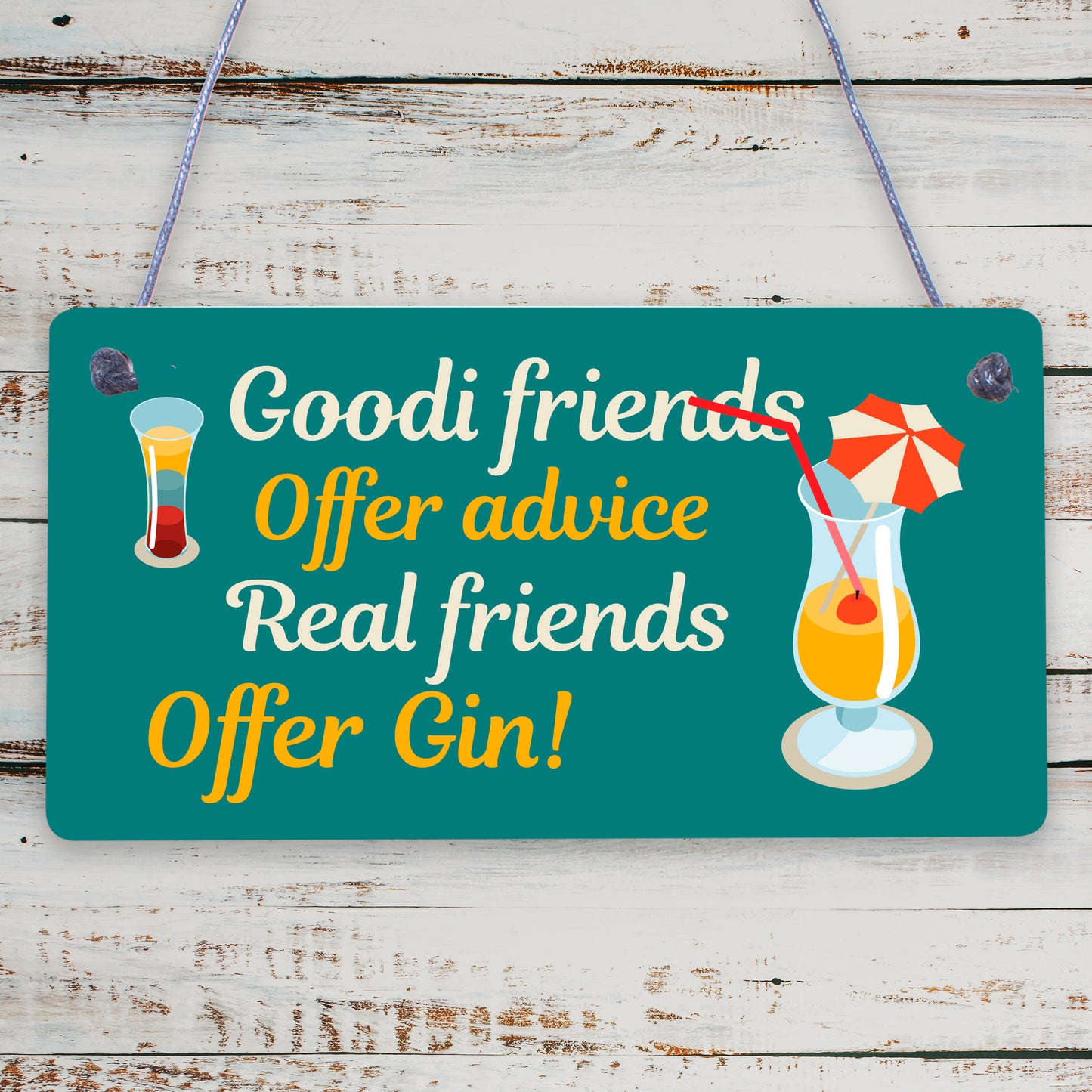 Friendship Gin Sign Garden Plaque Shed Home Bar Pub Alcohol Kitchen Plaque Gift