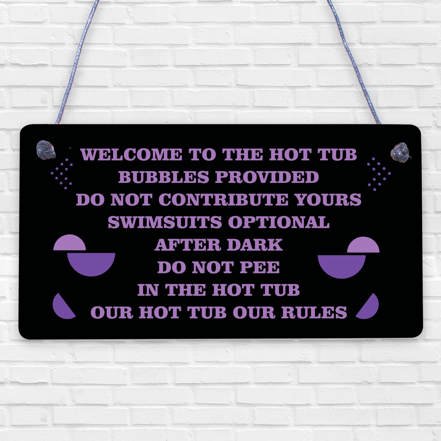 Welcome Hot Tub Rules Hanging Garden Party Shed Novelty Funny Wall Sign