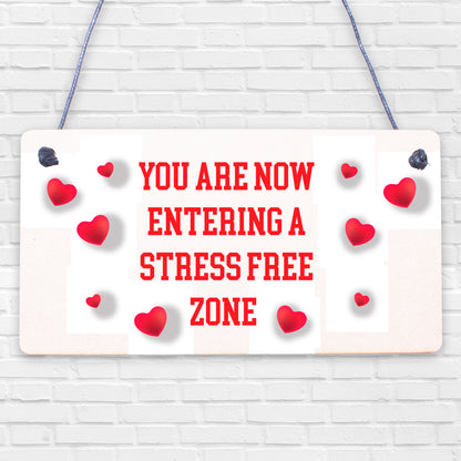 Stress Free Zone Hanging Garden Home Decor Sign Home Bar Bedroom Signs