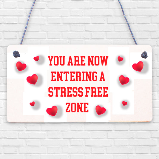 Stress Free Zone Hanging Garden Home Decor Sign Home Bar Bedroom Signs