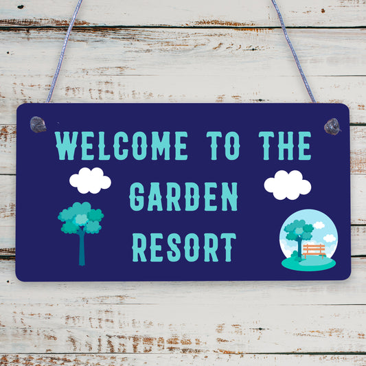 Funny Garden Sign GARDEN RESORT Summer Plaque New Home Gift Home Decor