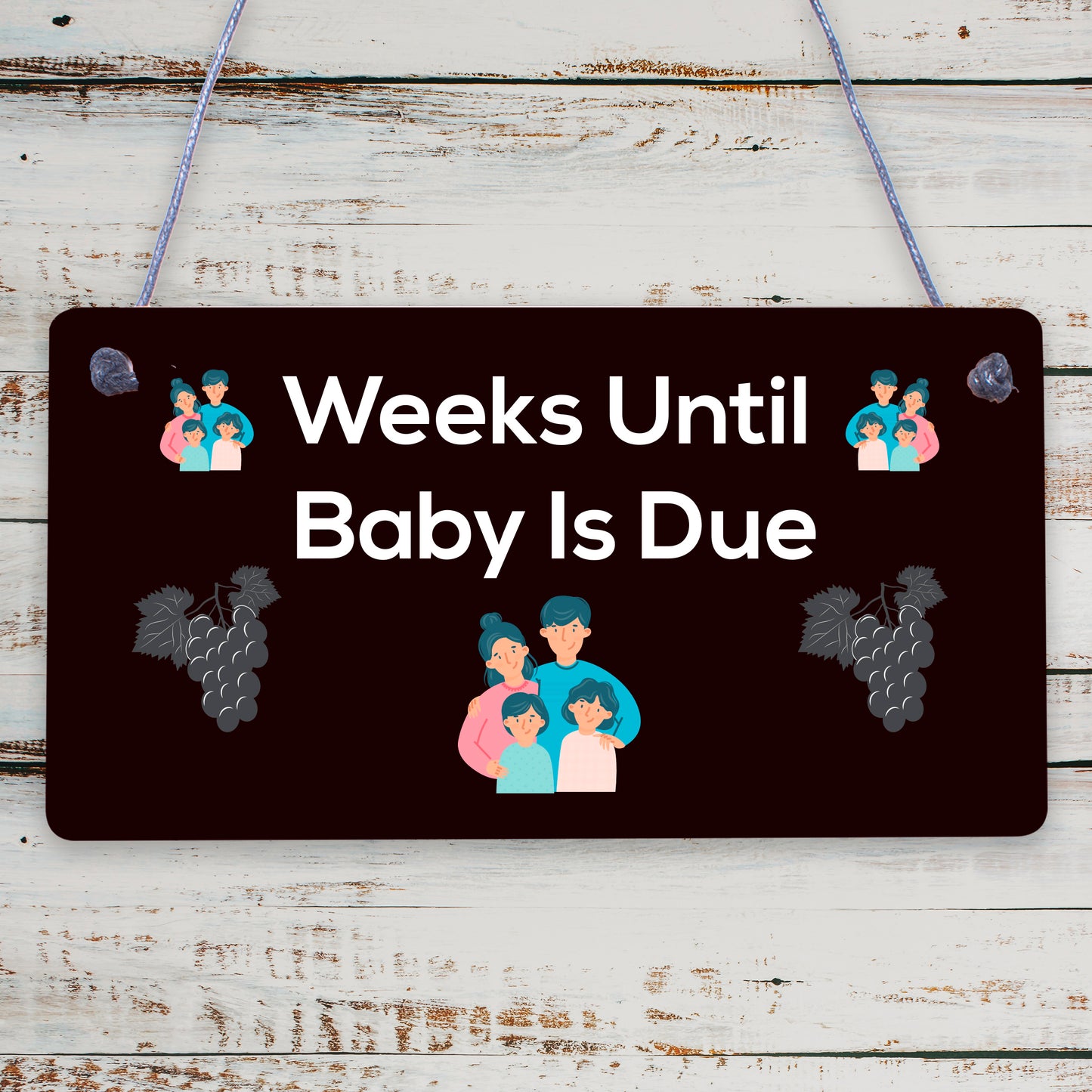 Weeks Until Baby Is Due Chalkboard Hanging Plaque Baby Shower Pregnancy Gift