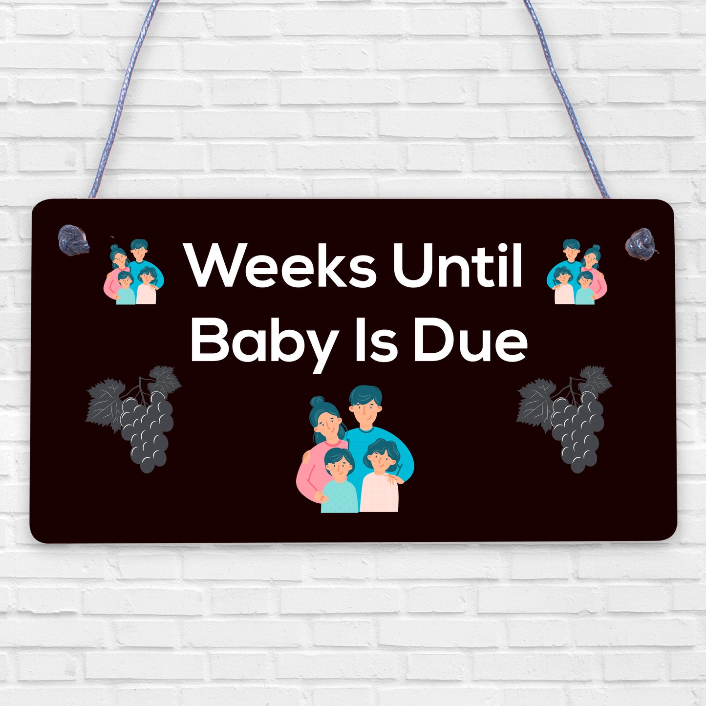 Weeks Until Baby Is Due Chalkboard Hanging Plaque Baby Shower Pregnancy Gift