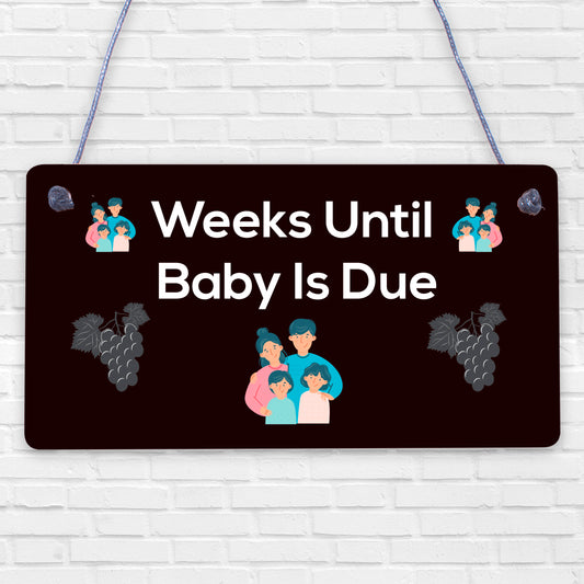 Weeks Until Baby Is Due Chalkboard Hanging Plaque Baby Shower Pregnancy Gift