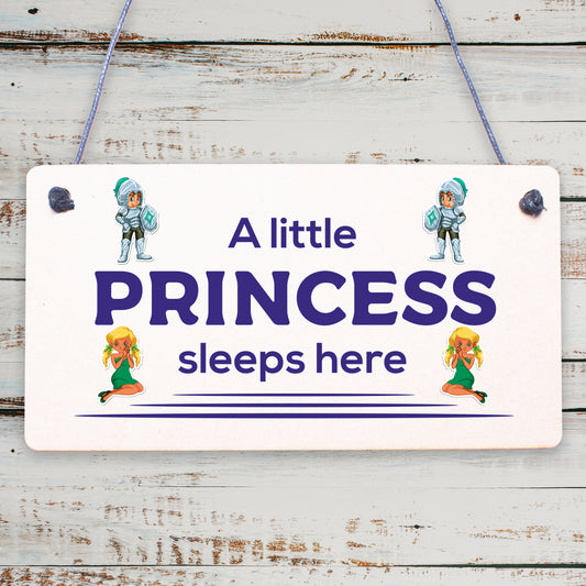 Princess Sleeps Plaque Door Nursery Bedroom Sign Gift Baby Girls Fairytale Decor