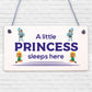Princess Sleeps Plaque Door Nursery Bedroom Sign Gift Baby Girls Fairytale Decor
