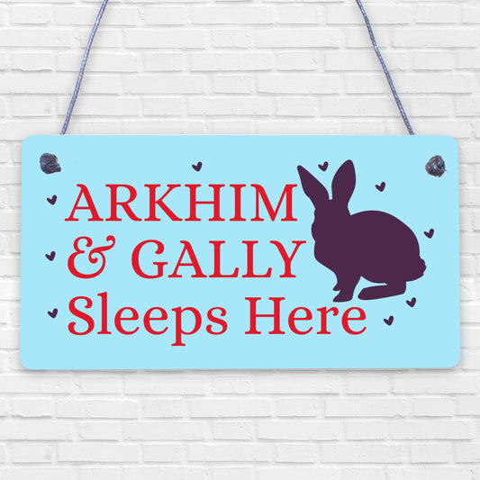 Pet Rabbit Sign For Hutch Sleeps Here Personalised Cage Sign Pet Lover Xmas Gift