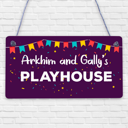 Quirky Playhouse Sign Personalised Garden Summerhouse Sign Son Daughter Gift