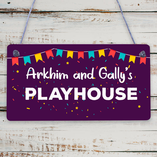 Quirky Playhouse Sign Personalised Garden Summerhouse Sign Son Daughter Gift