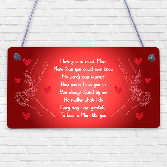 Mum Gift Personalised Hanging Plaque Gift For Mum Birthday Mothers Day Gift