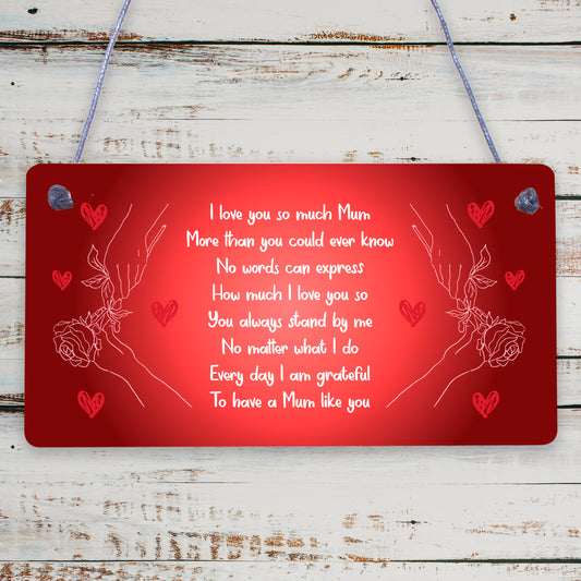 Mum Gift Personalised Hanging Plaque Gift For Mum Birthday Mothers Day Gift