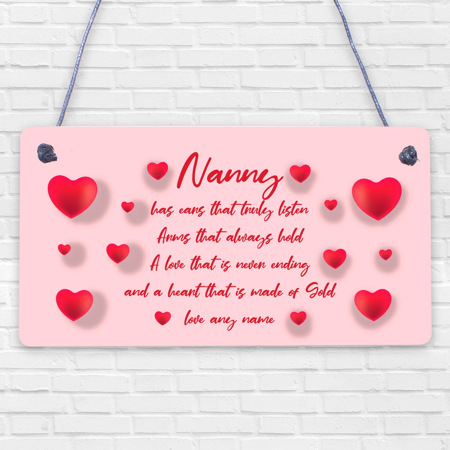 Nanny Gift Personalised Hanging Plaque Gift For Nanny Birthday Mothers Day Gift