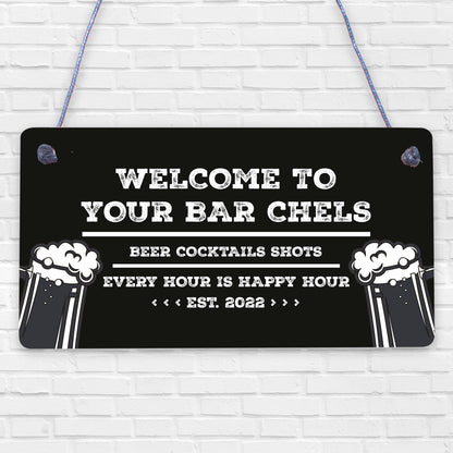 FUNNY PERSONALISED Bar Sign Hanging Man Cave Shed Garage Home Pub Sign