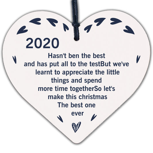 Engraved Christmas Bauble Tree Decoration Lockdown Gift Heart Family Gift