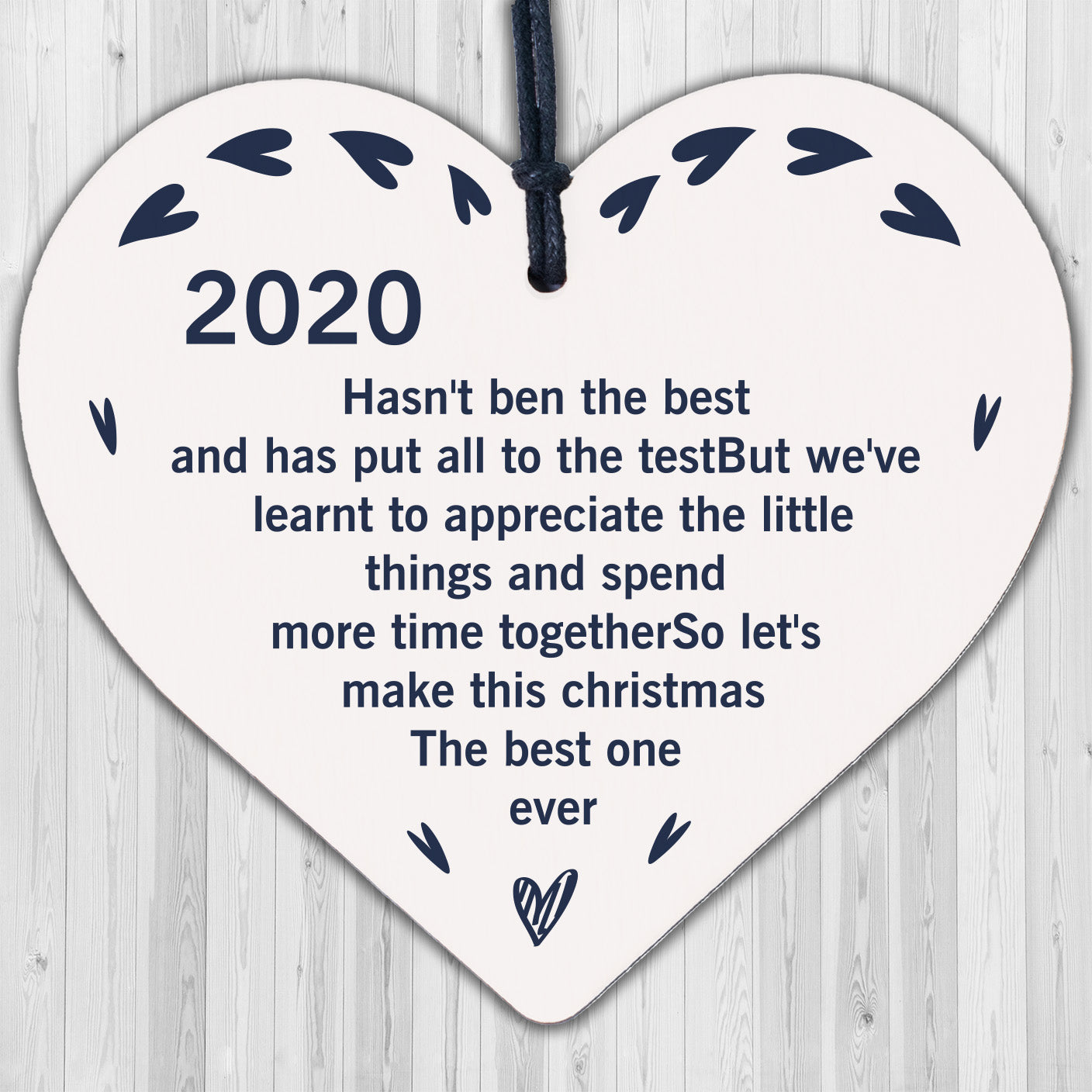 Engraved Christmas Bauble Tree Decoration Lockdown Gift Heart Family Gift